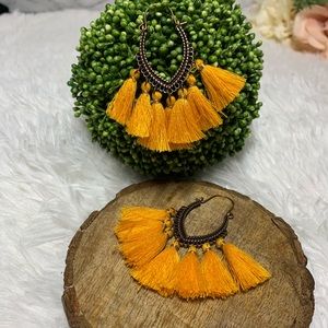 Bohemian Yellow Tassel Earrings